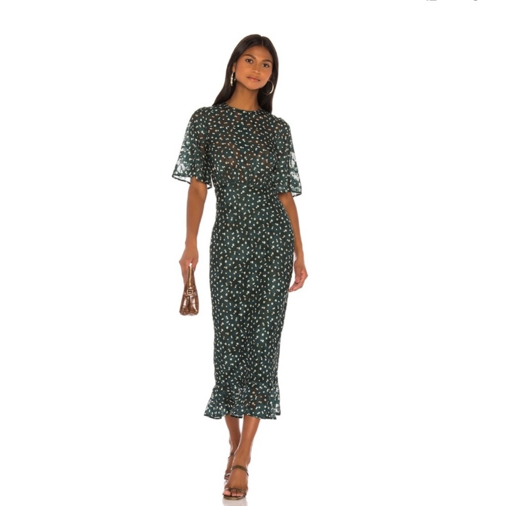 Revolve x Tularosa Ziggy Hunter Green Midi Dress